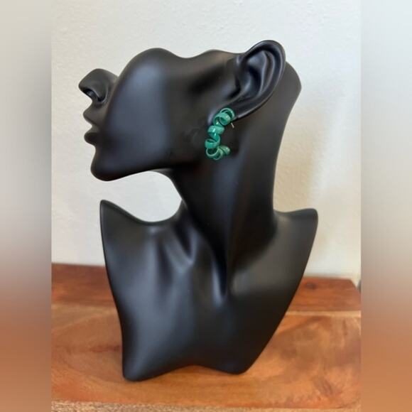 Retro Metal Spiral Green Hoop Statement Earrings‎ 90’s Y2K - Picture 2 of 2
